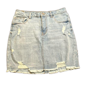 REFUGE Light Blue Distressed Jean Skirt Size M